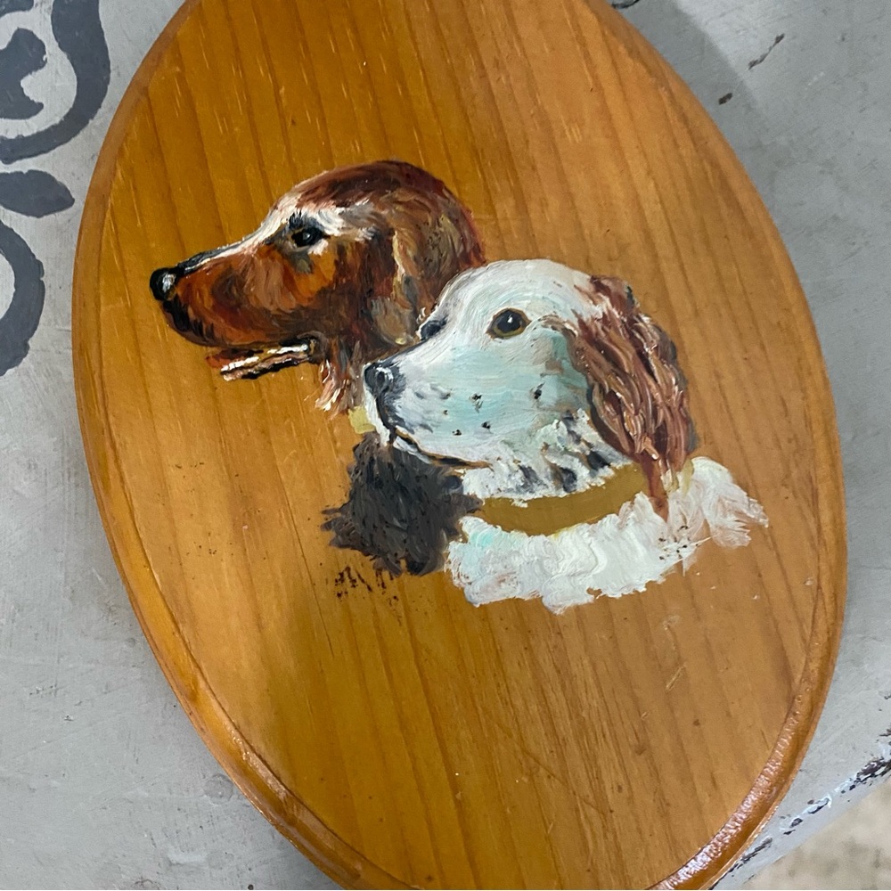 Hand-Painted Wooden Plaque with Dog Portraits Home Wall Decor - Picture 2 of 5